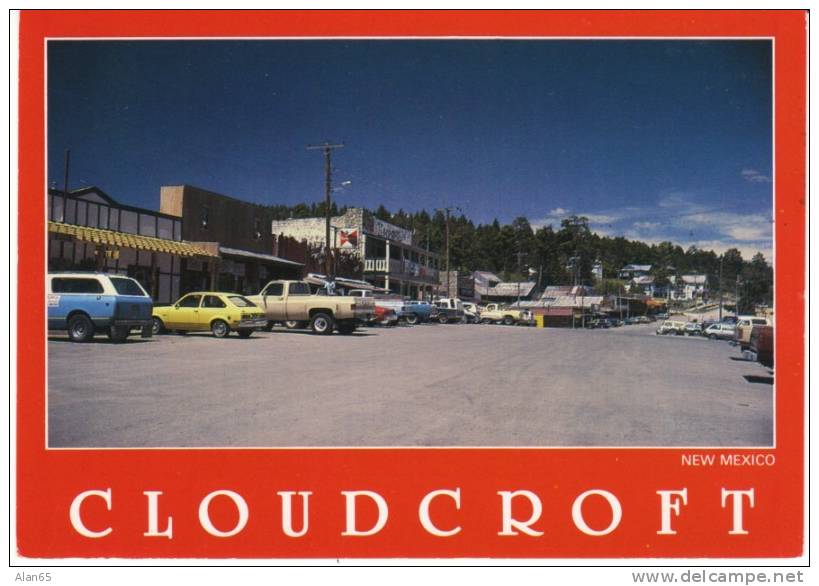 Cloudcroft NM New Mexico, Street Scene, Autos, Signs on c1980s Vintage Postcard