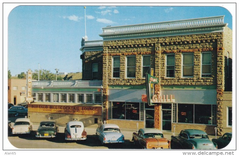 Cody Wyoming, Irma Hotel &amp; Grill, Interior View, Auto, Street Scene, Lot of 2 c1950s Vintage Postcards