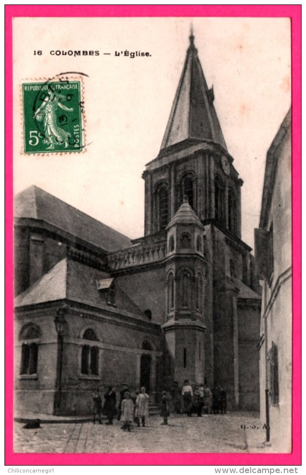 Colombes - L'Église - Animée - 1908 - G.S.A.