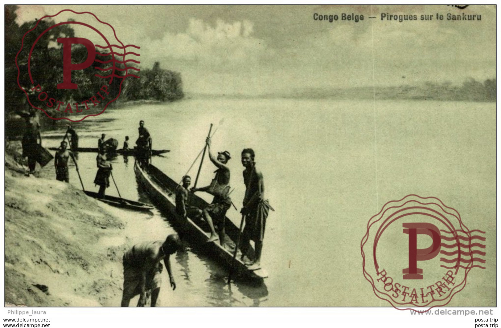 CONGO BELGE. PIROGUES SUR LE SANKURU