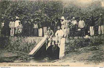 Congo Brazzaville - Brazzaville - Arrivée de Porteurs à Brazzaville - Animée - Oblitération ronde de 1909 - CPA - Voir S