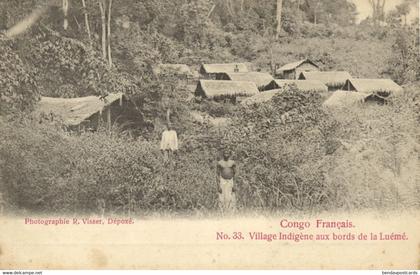 french congo, Native Village on the Banks of the Luémé River (1900s) Postcard