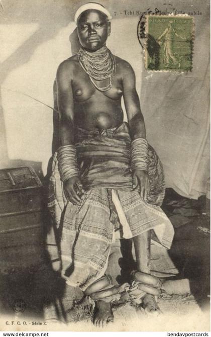 french congo, Tchi-Kumbi, Topless Nubile Girl, Umbilical Hernia (1900s) Postcard