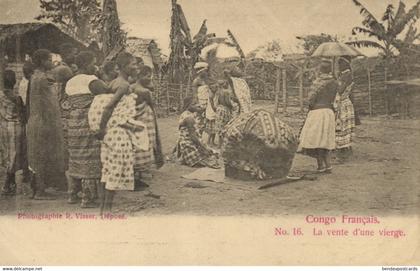 french congo, The Sale of a Native Virgin (1900s) Postcard