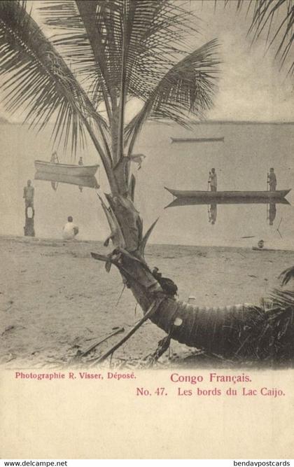 french congo, The shores of Lake Caijo, Native Boat (1900s) Postcard