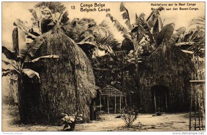 Belgisch Congo, Hütten, Dorf, 1921 nach Brüssel versandt