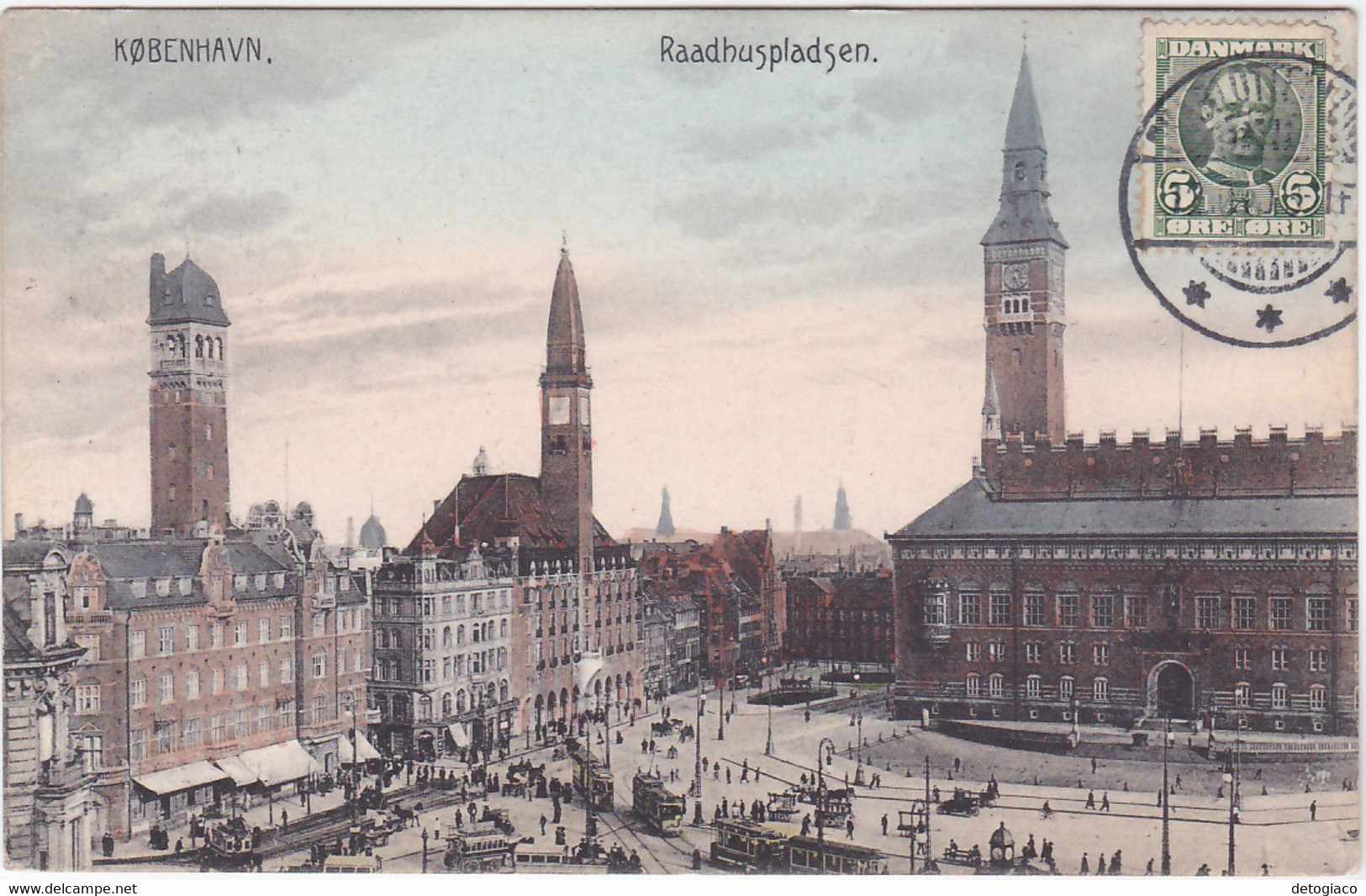 COPENAGHEN - KOBENHAVN - DANIMARCA - DENMARK - RAADHUSPLADSEN - VIAGG. 1910 -86018-