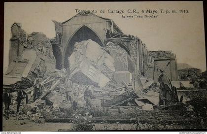 RO) 1910 CIRCA   - COSTA RICA, RUINS OF SAN NICOLAS CHURCH -CARTAGO EARTHQUAKE FROM 1910, OLD CAR, XF