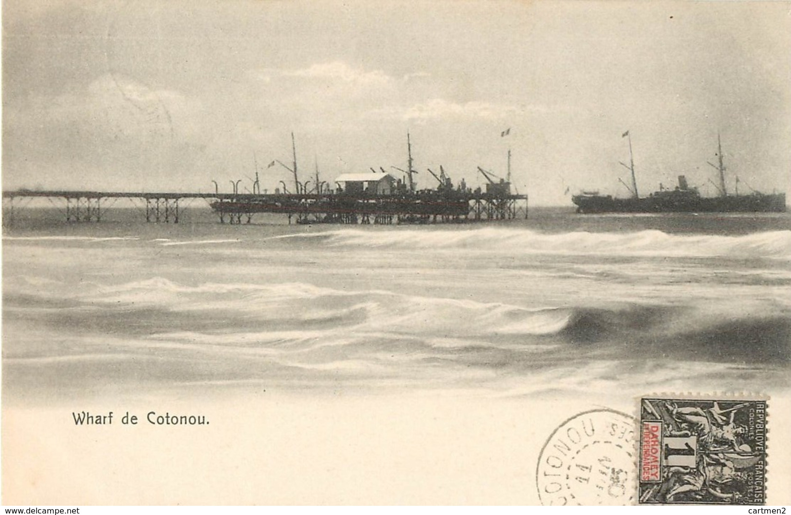 COTONOU DAHOMEY LE WHARF DAHOME COTONOU BENIN AFRICA AFRIQUE TIMBRE OBLITERATION DEPENDANCES 1900