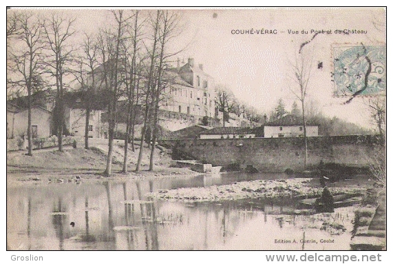 COUHE VERAC VUE DU PONT ET LE CHATEAU 1906