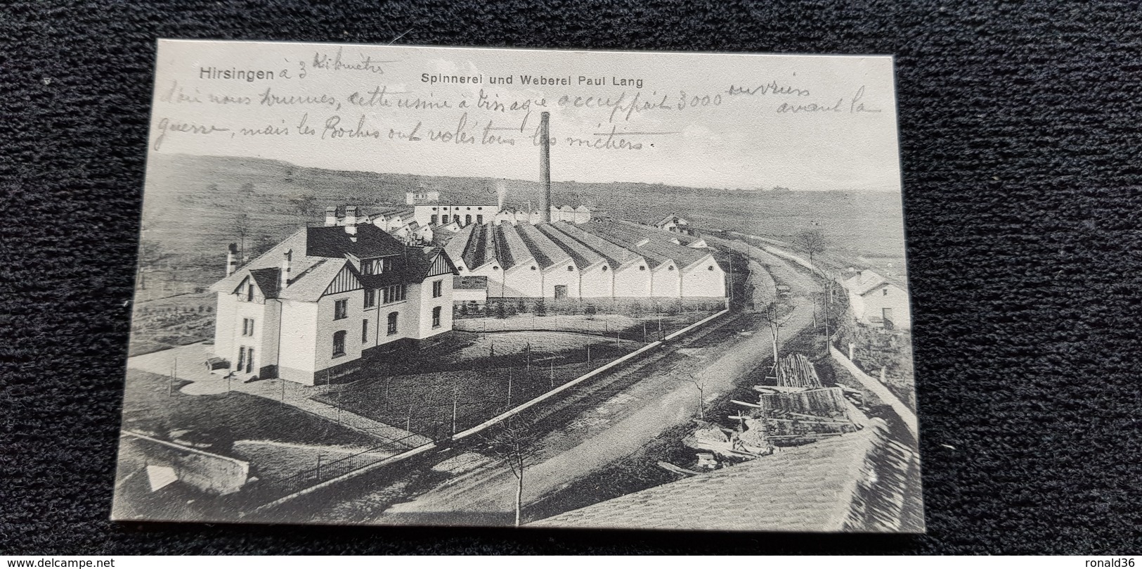 cp 68 Haut Rhin HIRSINGUE HIRSINGEN Spinnerel und Weberel Paul Lang ( usine cheminée habitations route  )