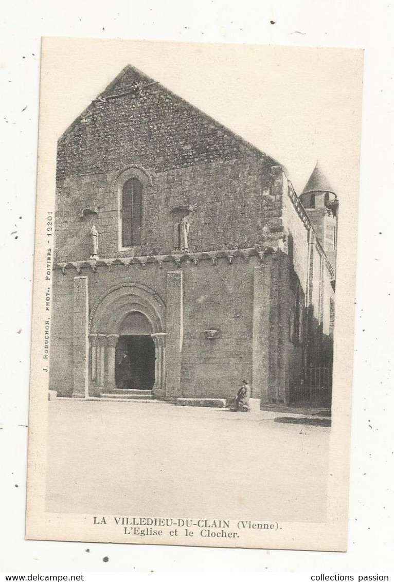 cp, 86 , LA VILLEDIEU DU CLAIN , l'église et le clocher,  vierge