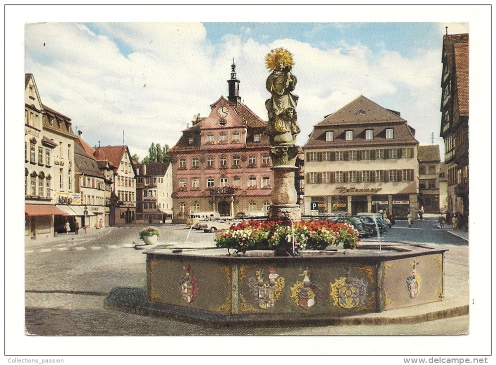 cp, Allemagne, Schwäbisch Gmünd, Marktplatz, voyagée 1979