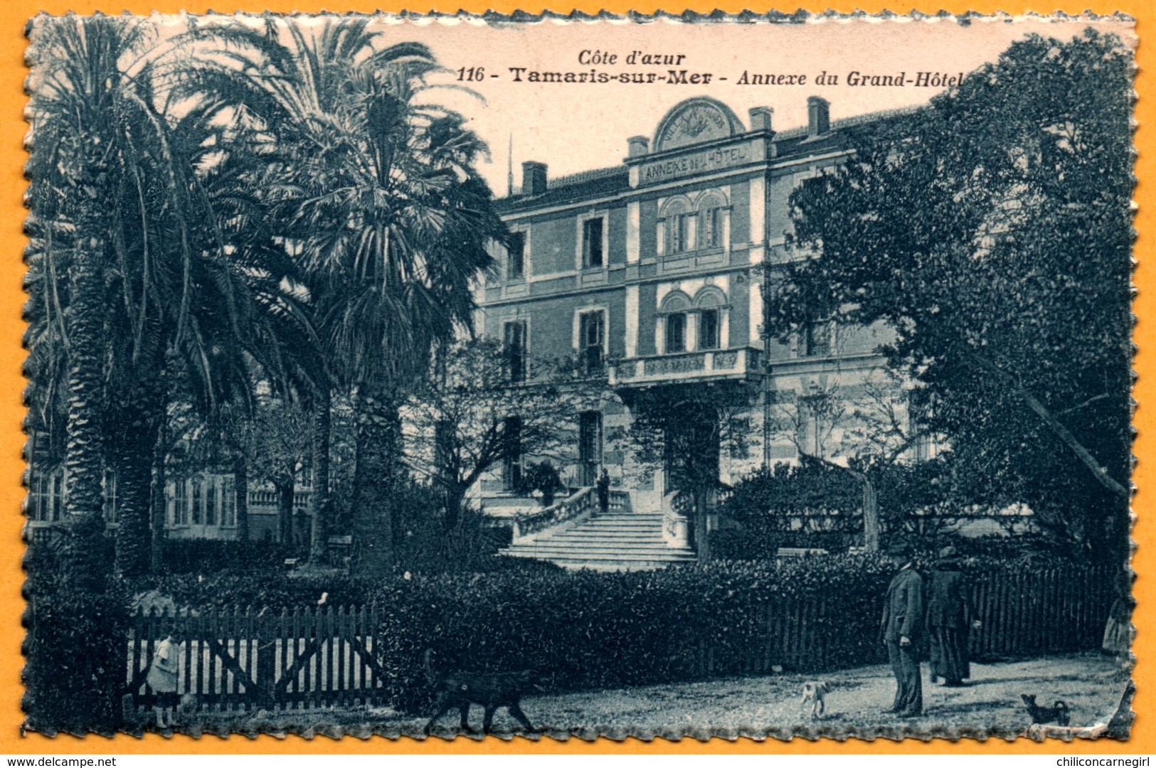 Cp Bleutée Dentelée - Tamaris sur Mer - Annexe du Grand Hôtel - Animée - 1935 - Oblit. TAMARIS