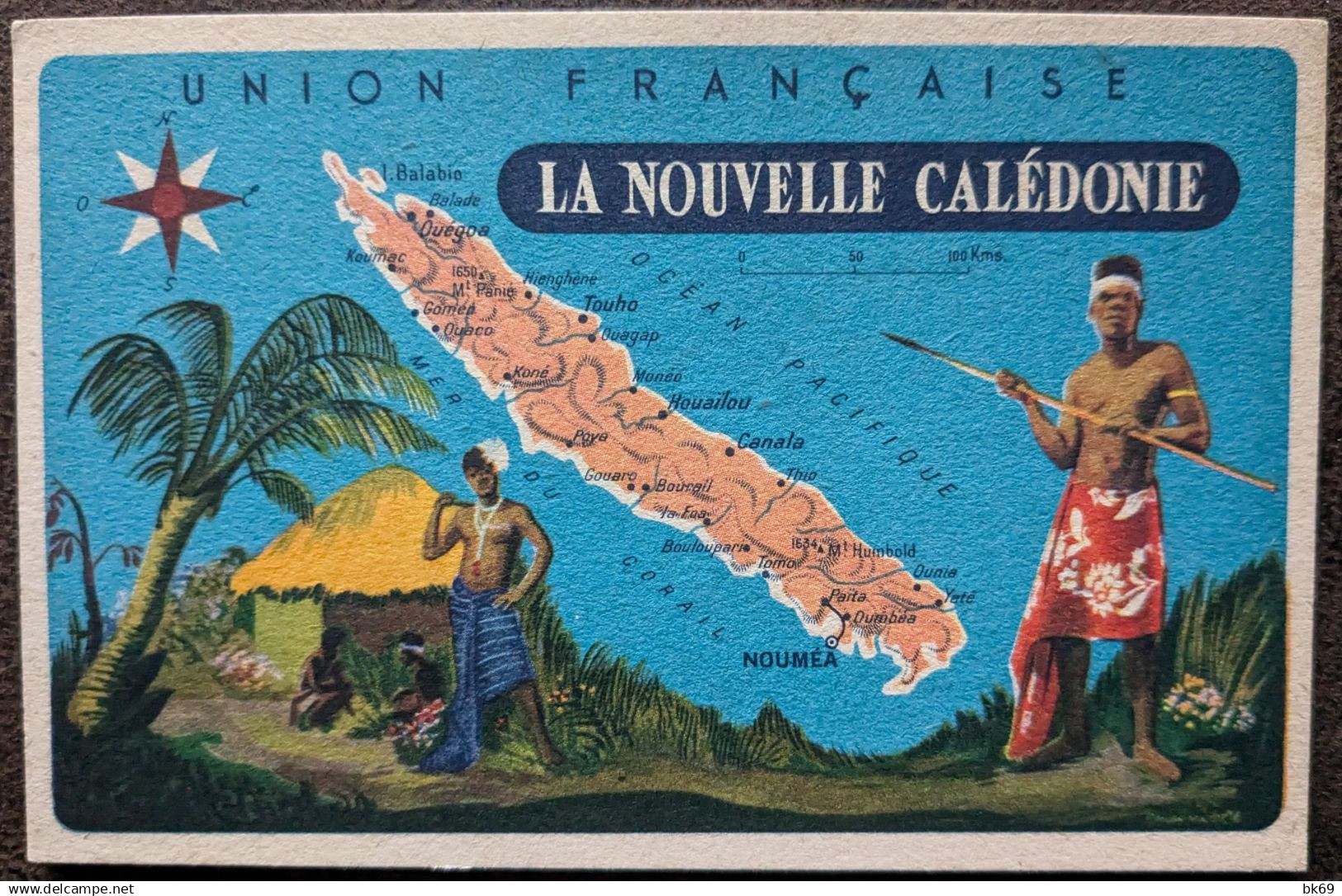 CP Carte de l'Ile Colonies de l'Union Française, Le Lion Noir N Calédonie