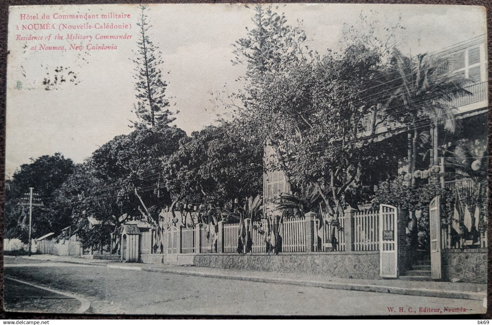 CP Hôtel du Commandant Militaire, Colonies Françaises, Nouméa Janvier1912 Nouvelle Calédonie