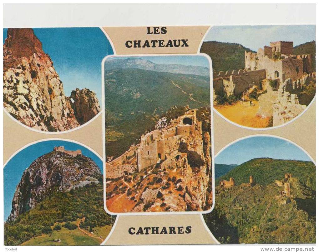 cp , LANGUEDOC-ROUSSILLON , Les Châteaux Cathares , Multi-Vues