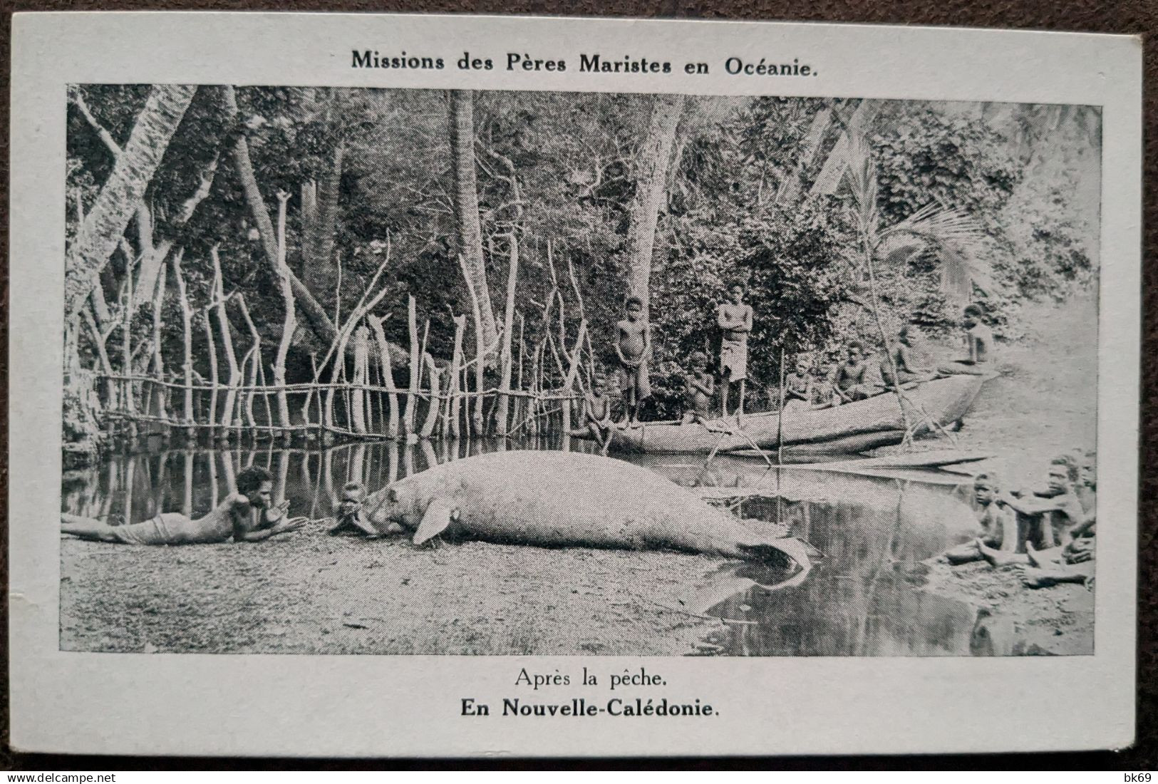 CP Missions des Pères Maristes en Océanie, Dugong après la pêche Colonies Françaises, N Calédonie