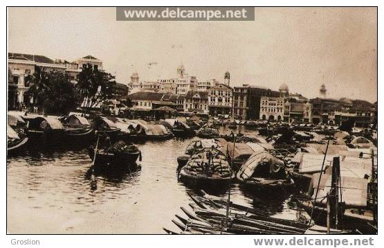 CP PHOTO SINGAPOUR  1927 RIVIERE QUI TRAVERSE SINGAPOUR ET LE QUARTIER CHINOIS