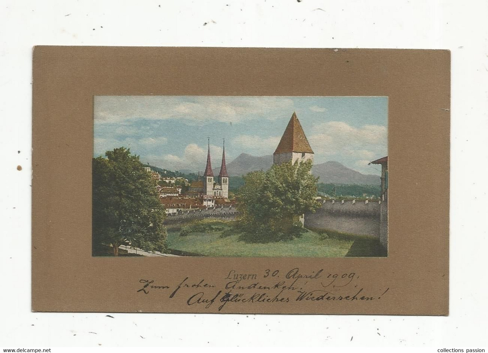 cp , Suisse , LU , LUZERN , LUCERNE , voyagée 1909