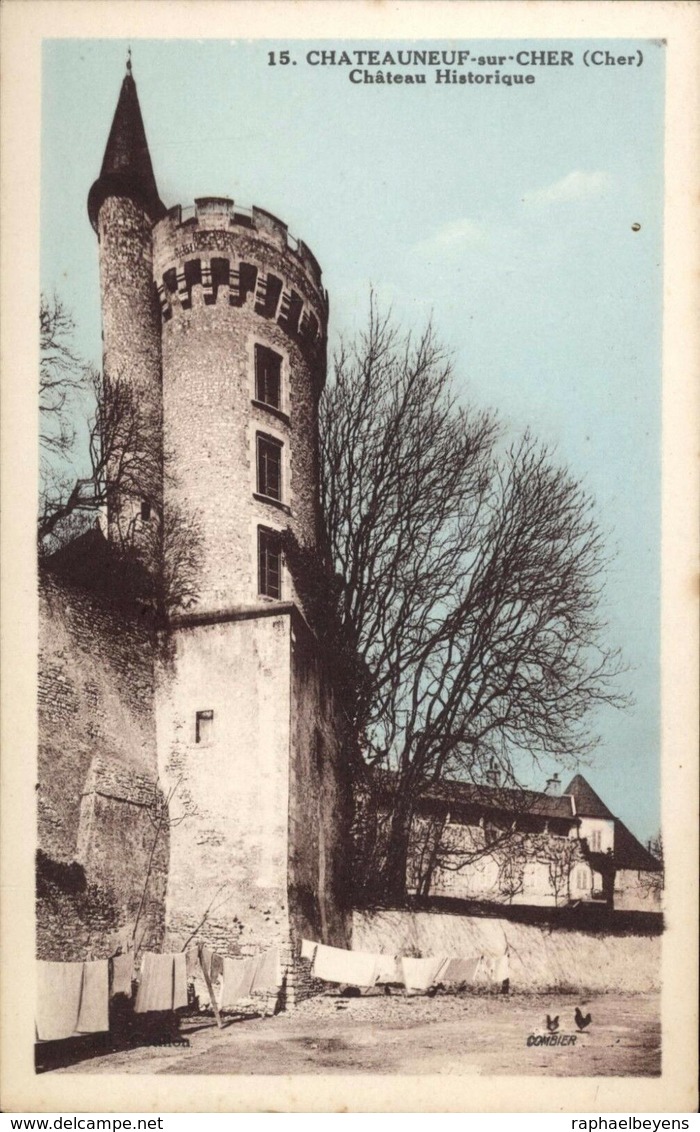 CPA 18. Châteauneuf-sur-Cher le château historique colorisée non circulée