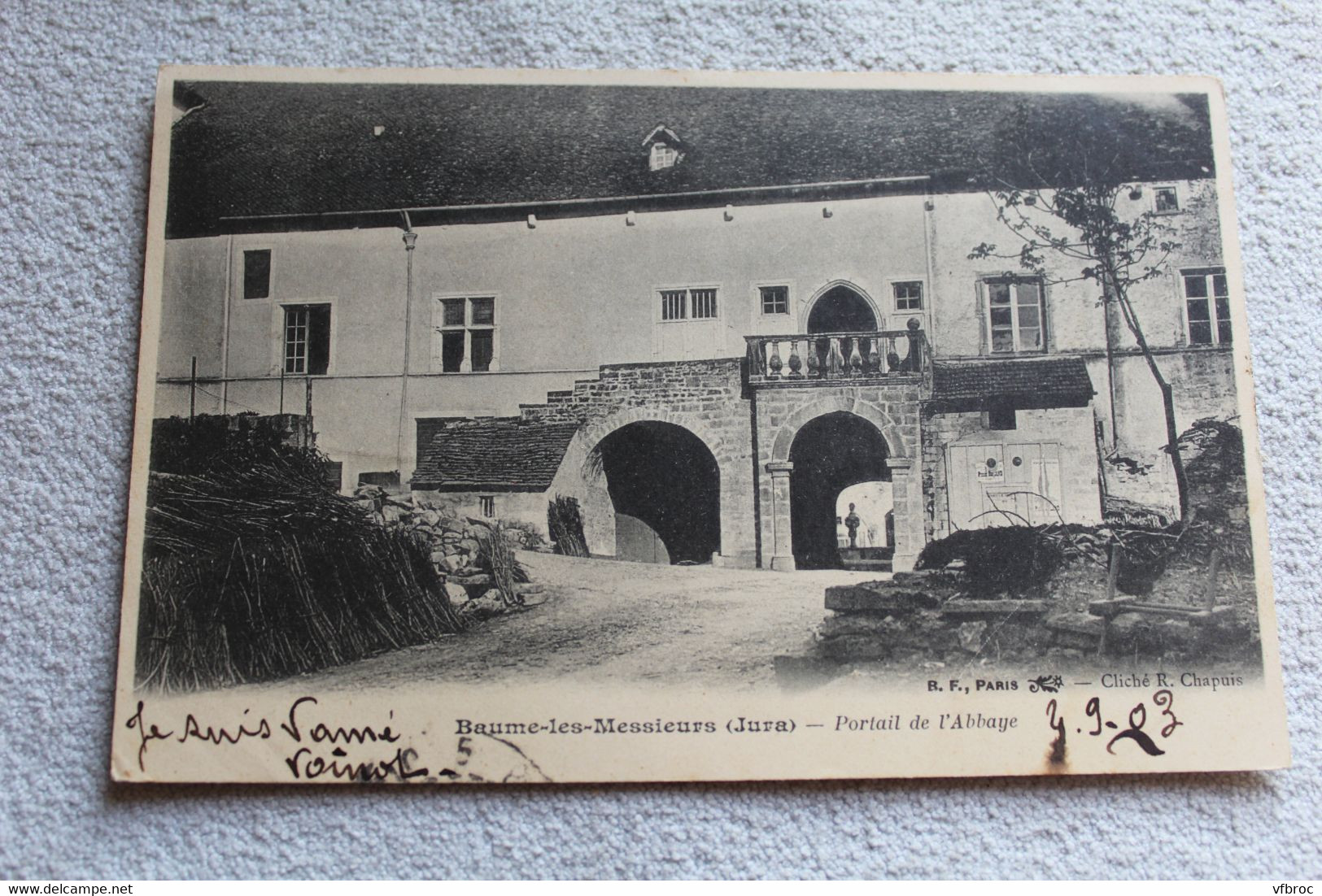 Cpa 1903, Baume les Messieurs, portail de l'abbaye, Jura