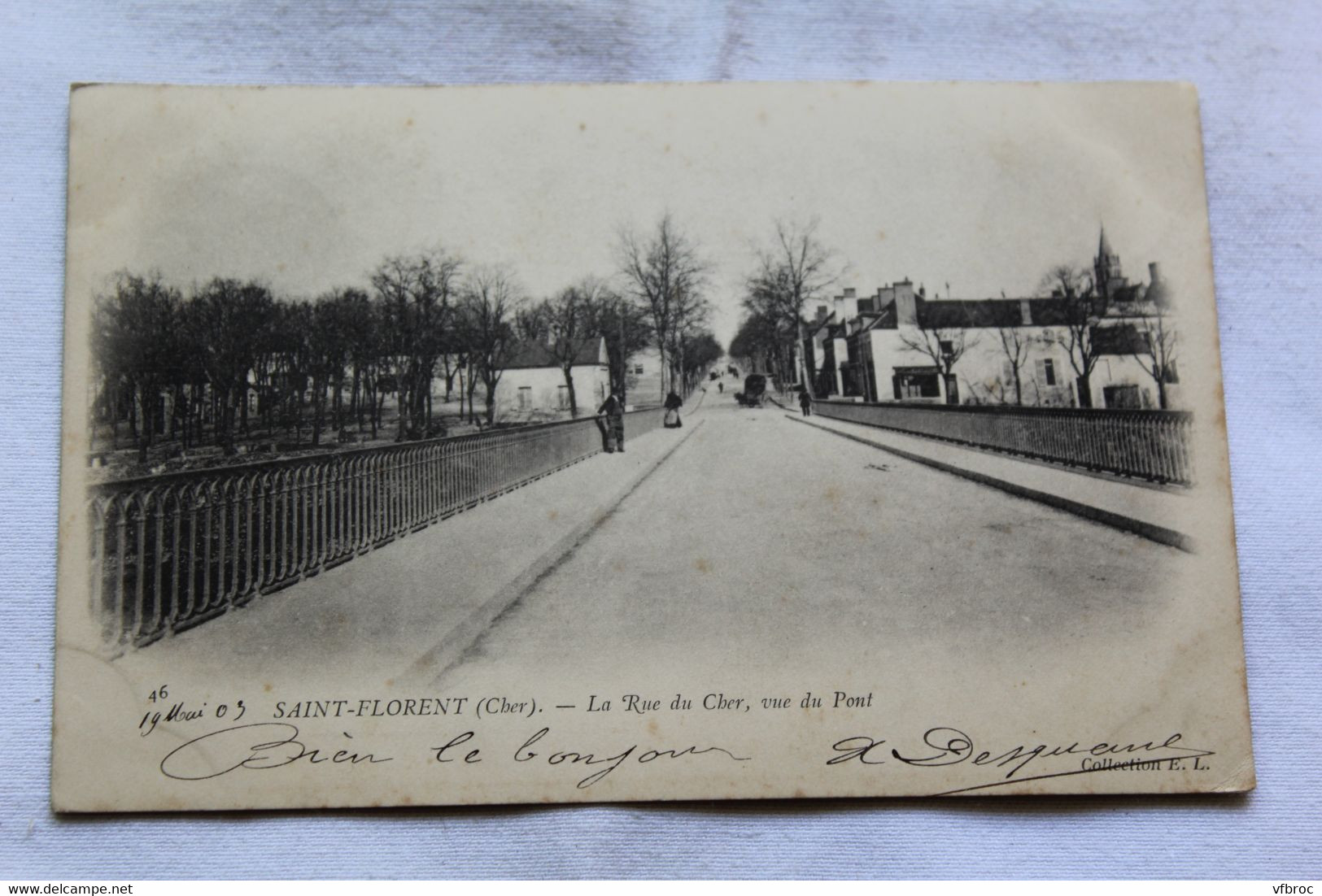 Cpa 1903, Saint Forent sur Cher, le rue du Cher, vue du pont, Cher 18