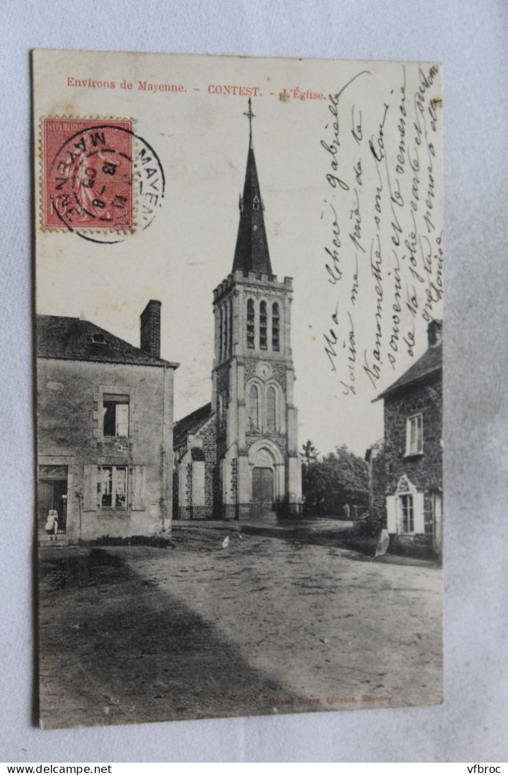 Cpa 1905, Contest, environs de Mayenne, l'église, Mayenne 53