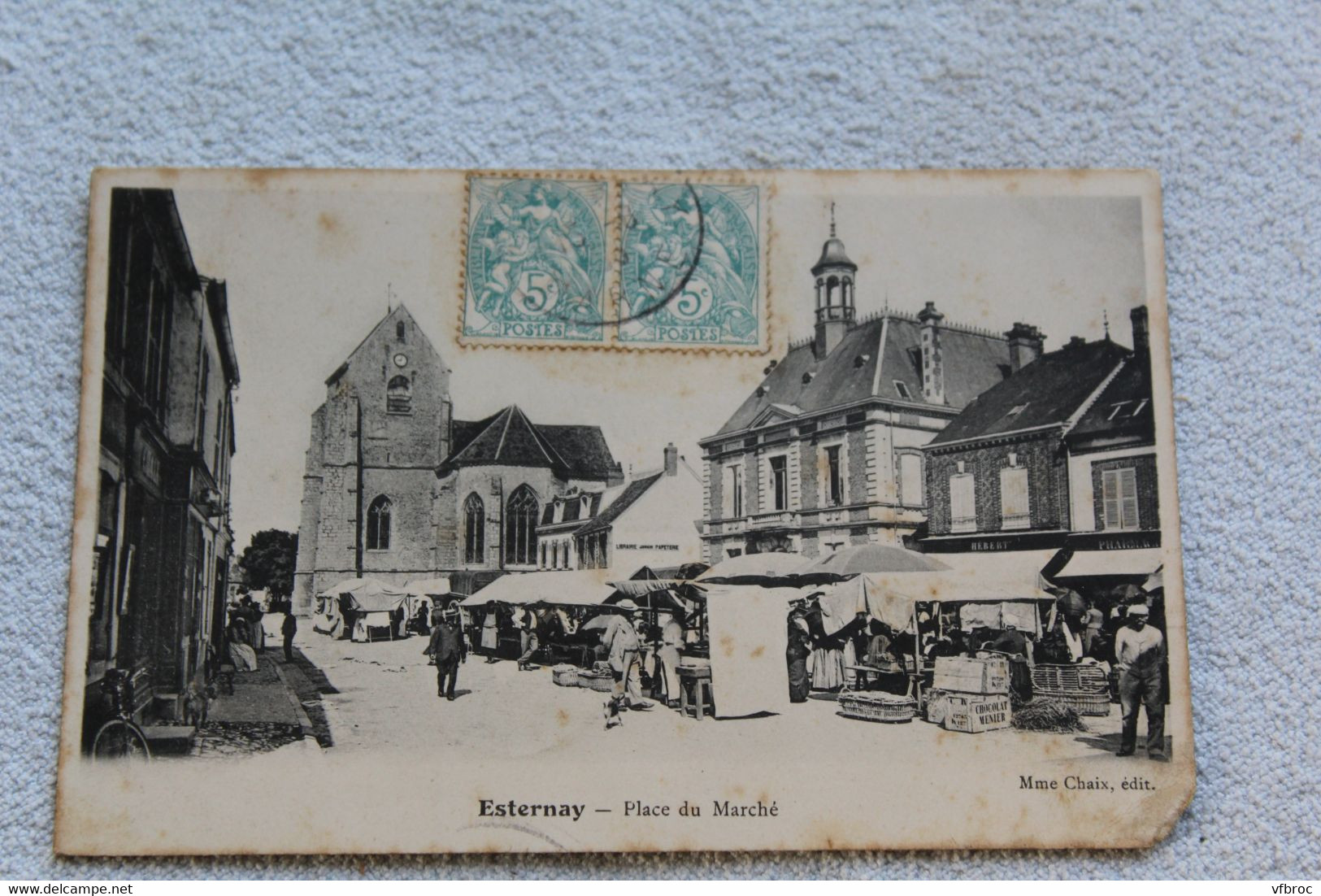 Cpa 1905, Esternay, place du marché, Marne 51