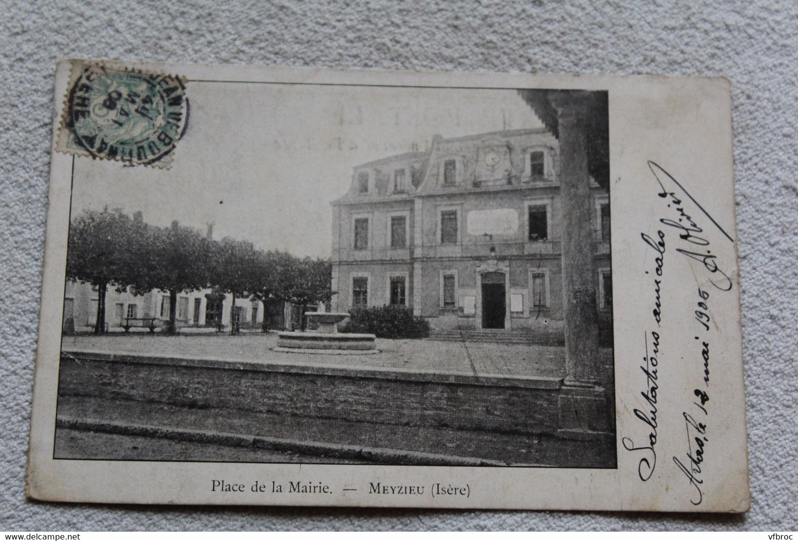 Cpa 1906, Meyzieu, place de la mairie, Isère 38