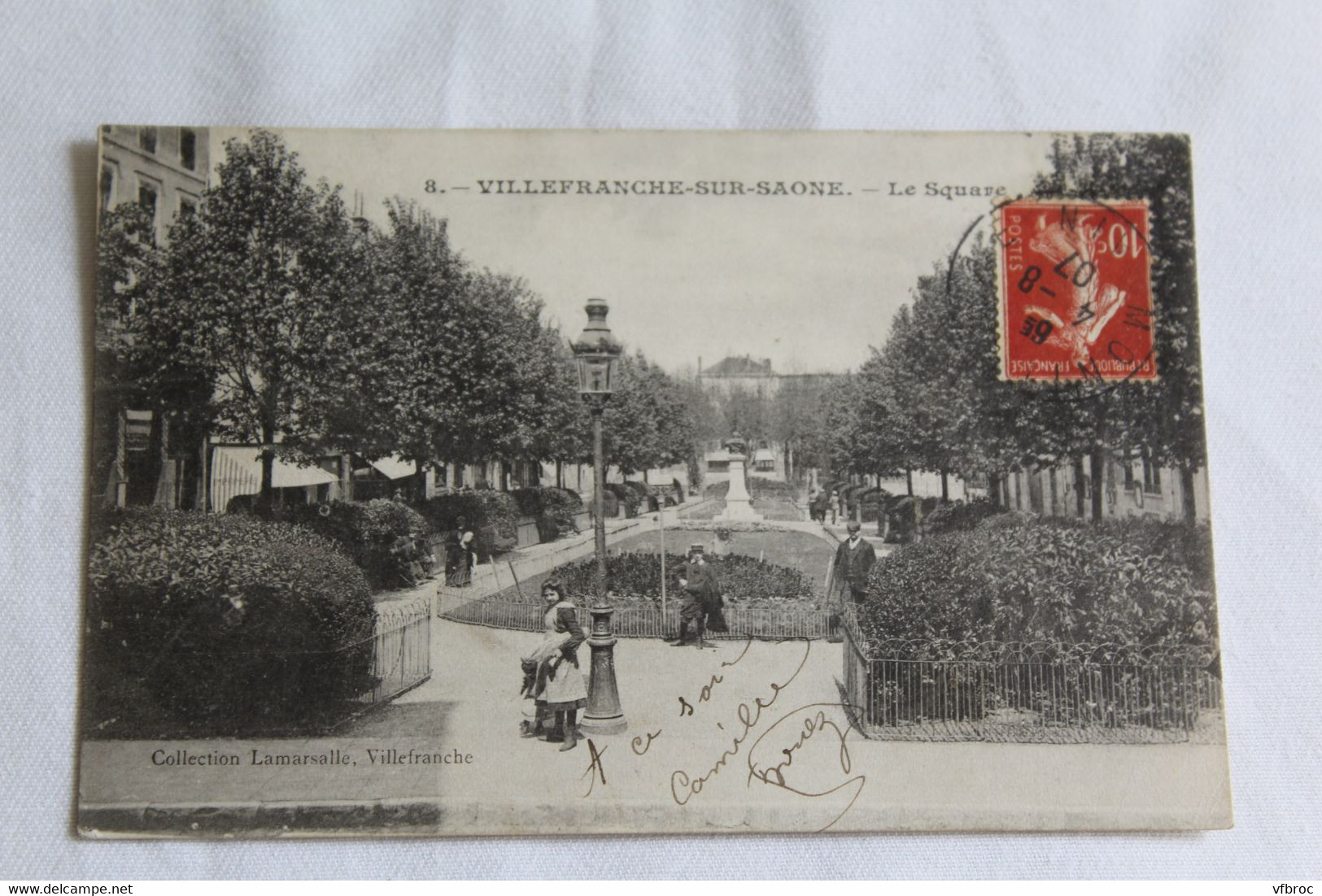 Cpa 1907, Villefranche sur Saône, le square, Rhône 69