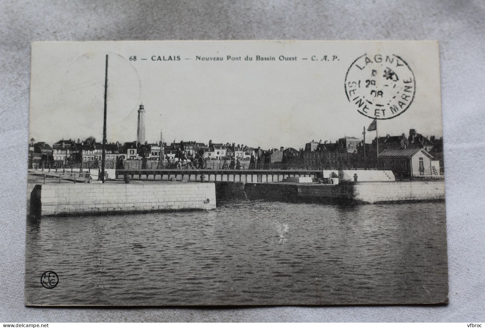 Cpa 1908, Calais, nouveau pont du bassin ouest, Pas de Calais 62