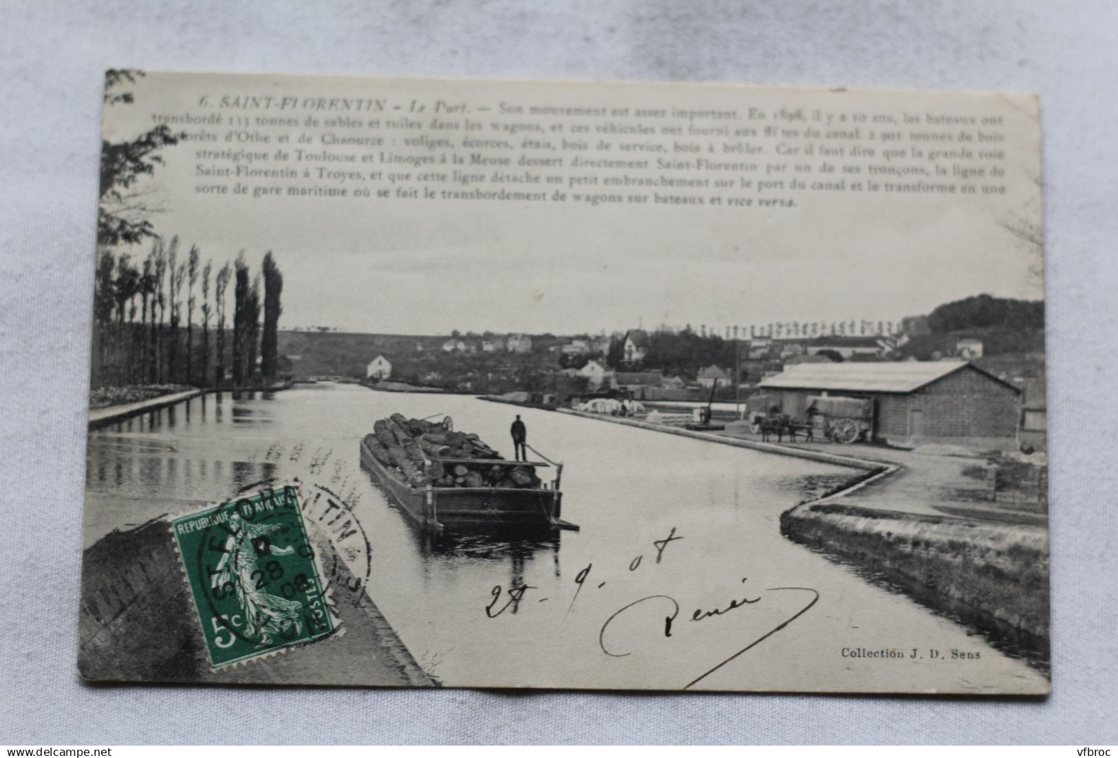 Cpa 1908, Saint Florentin, le port, péniche, Yonne 89