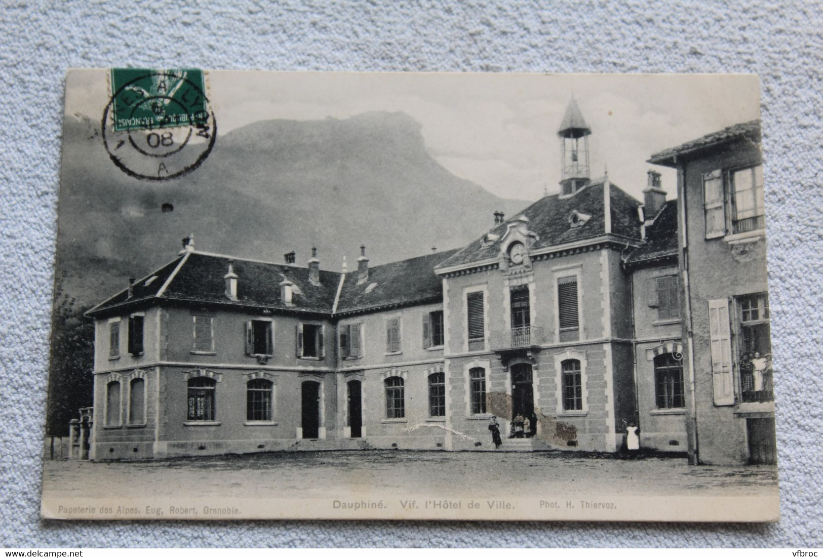 Cpa 1908, Vif, l'hôtel de ville, Isère 38