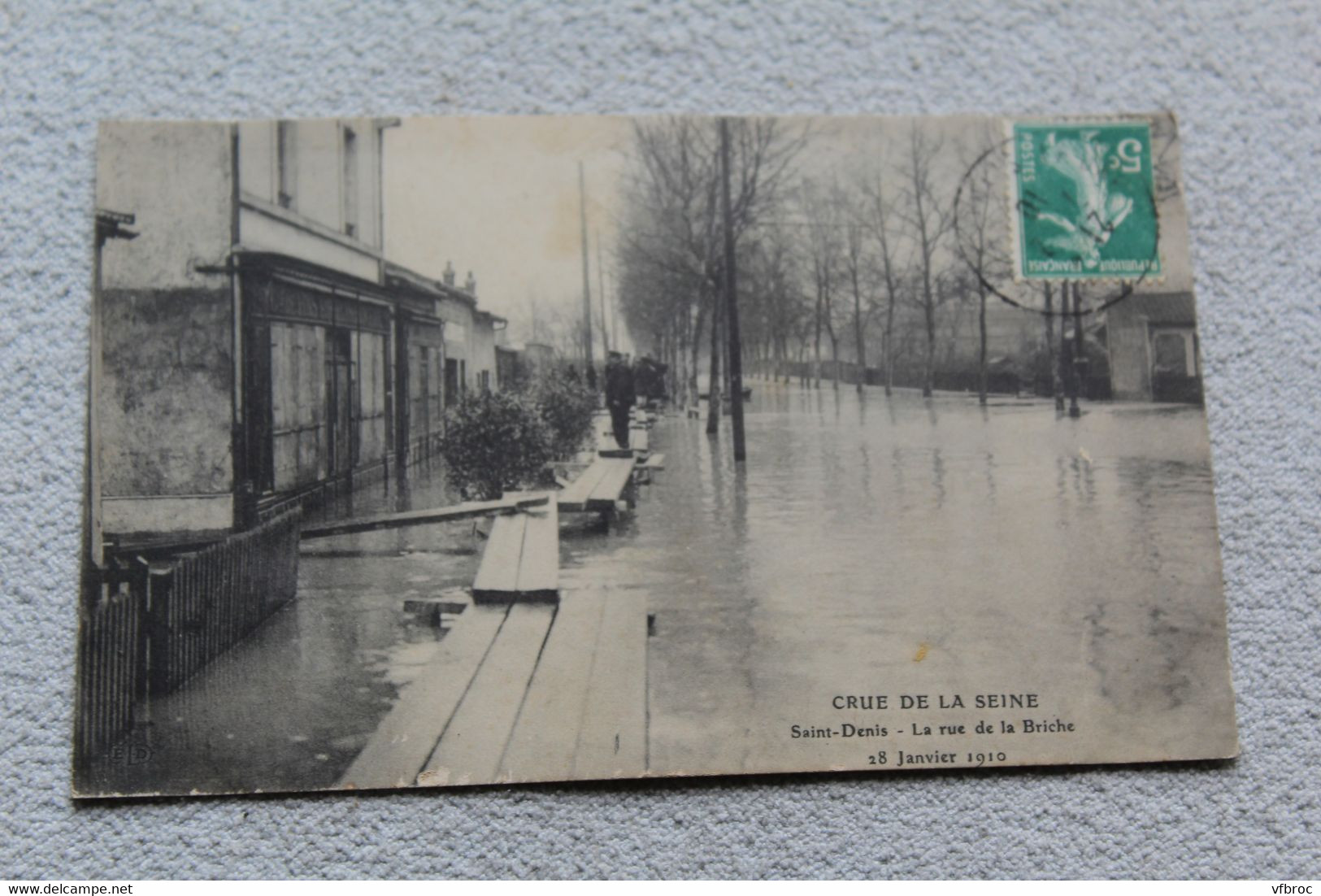 Cpa 1910, saint Denis, crue de la Seine la rue de la Briche, Seine saint Denis 93