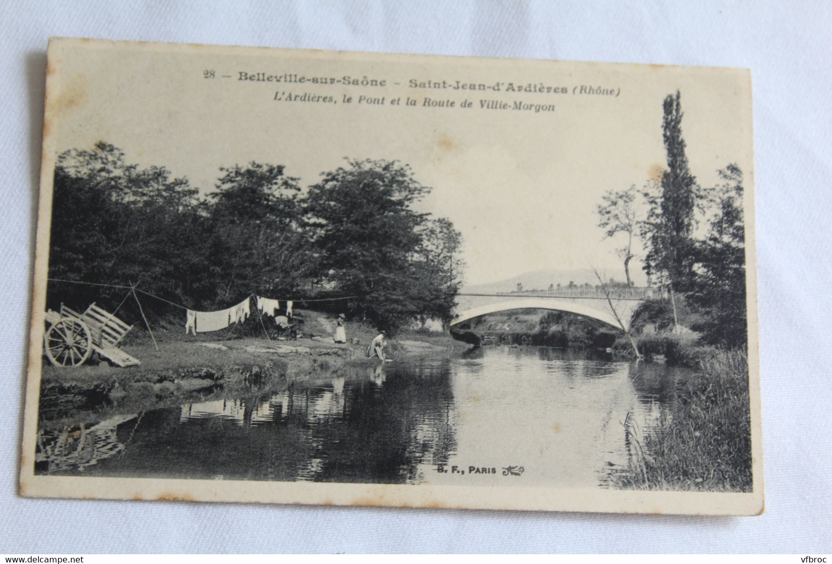 Cpa 1912, Belleville sur Saône, Saint Jean d'Ardières, l'Ardières, le pont et la route de Villie Morgon, Rhône 69