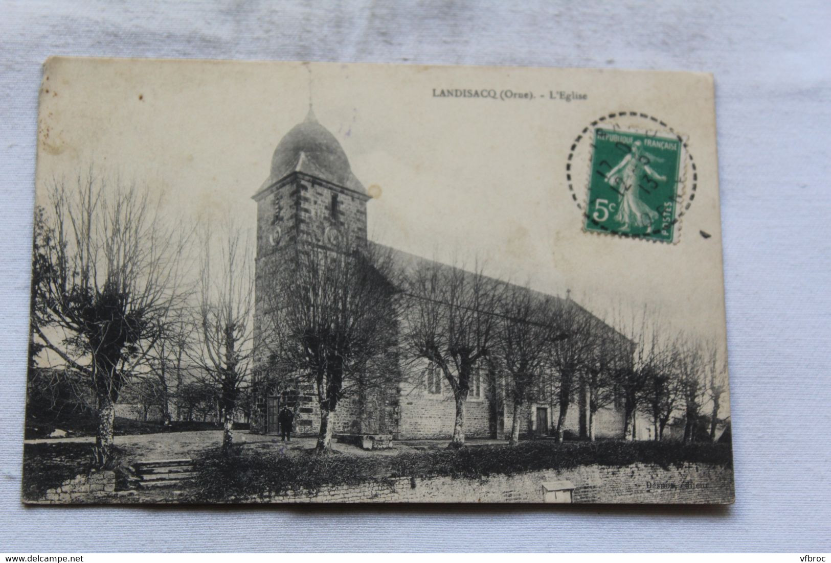 Cpa 1913, Landisacq, l'église, Orne 61