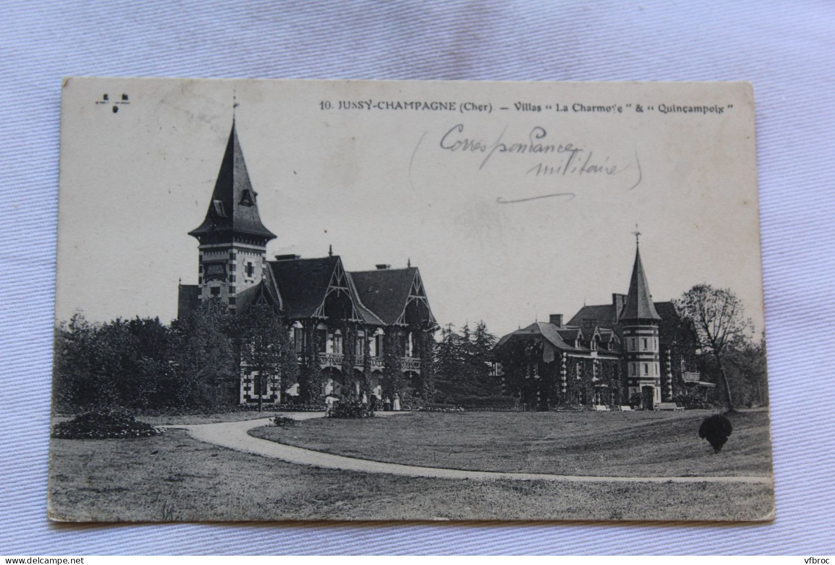 Cpa 1914, Jussy Champagne, villas la Charmoye et Quincampoix, Cher 18