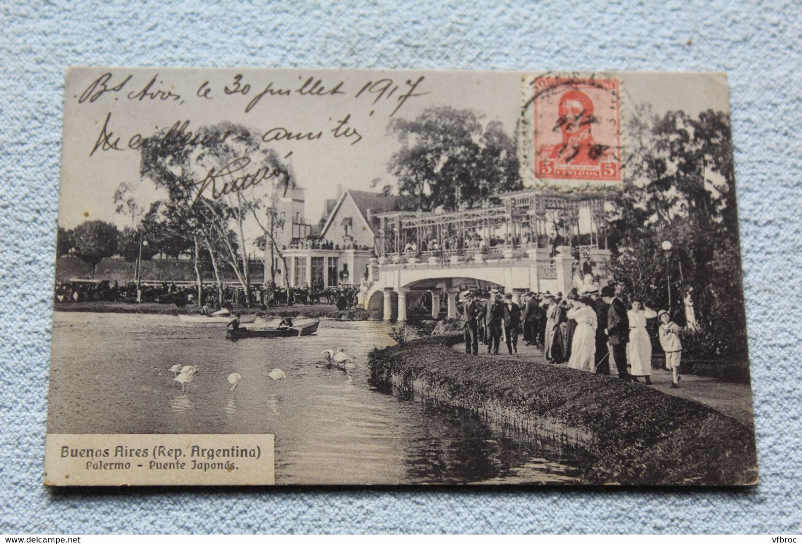 Cpa 1917, Buenos aires Palermo, puente japones, Argentine