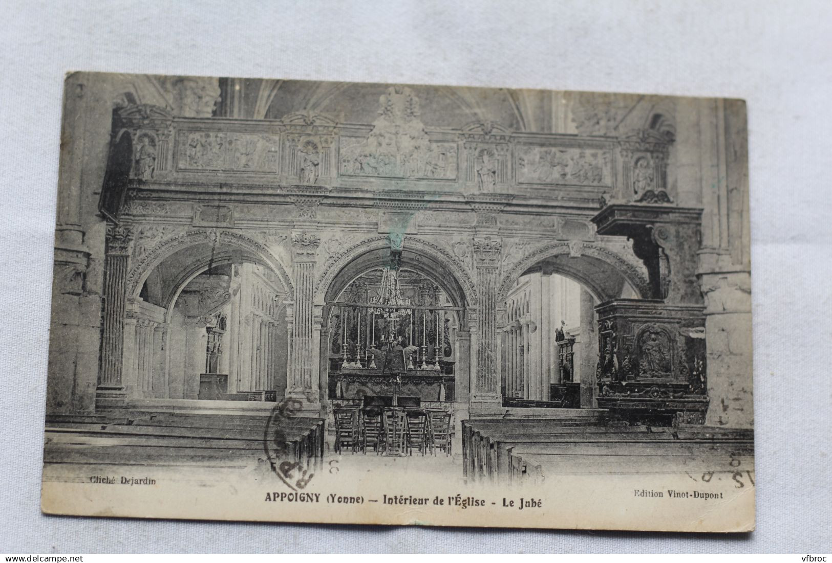 Cpa 1921, Appoigny, intérieur de l'église, le Jubé, Yonne 89