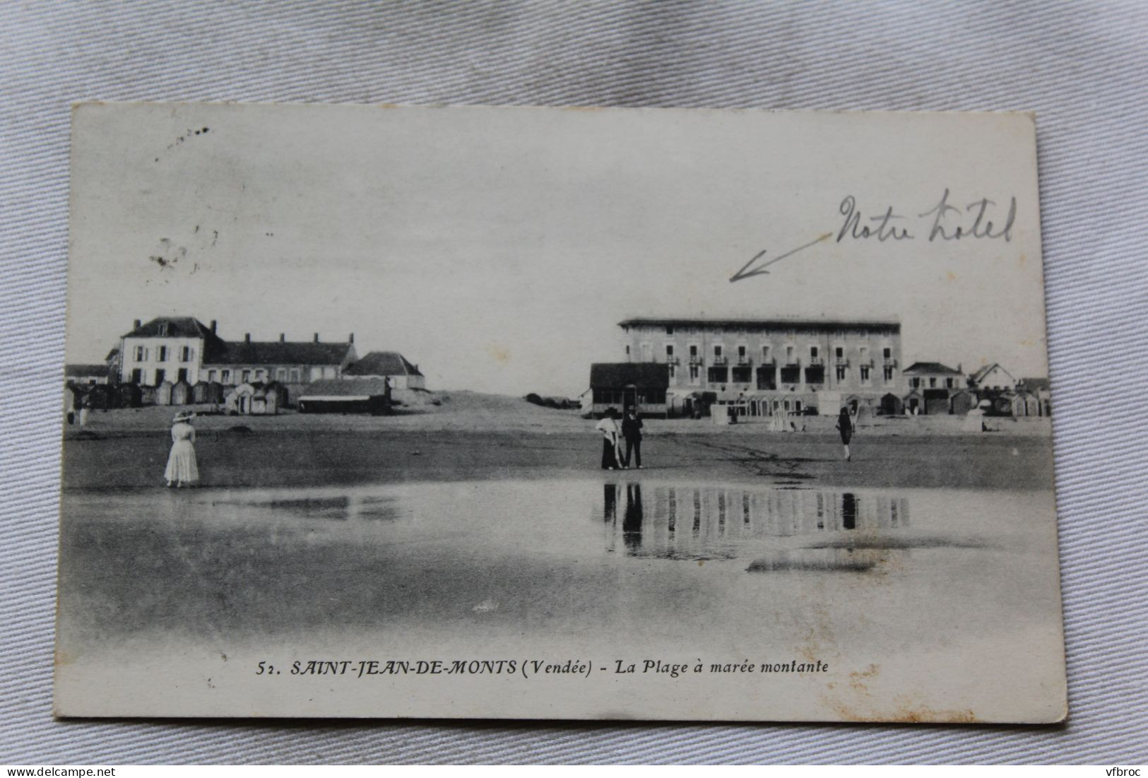 Cpa 1922, Saint Jean de Monts, la plage à marée montante, Vendée 85