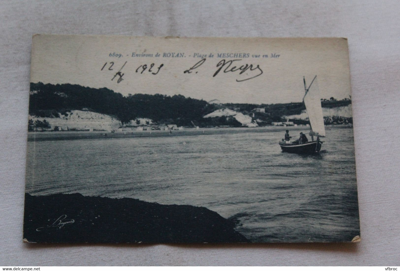 Cpa 1925, plage de Meschers vue en mer, Charente maritime 17