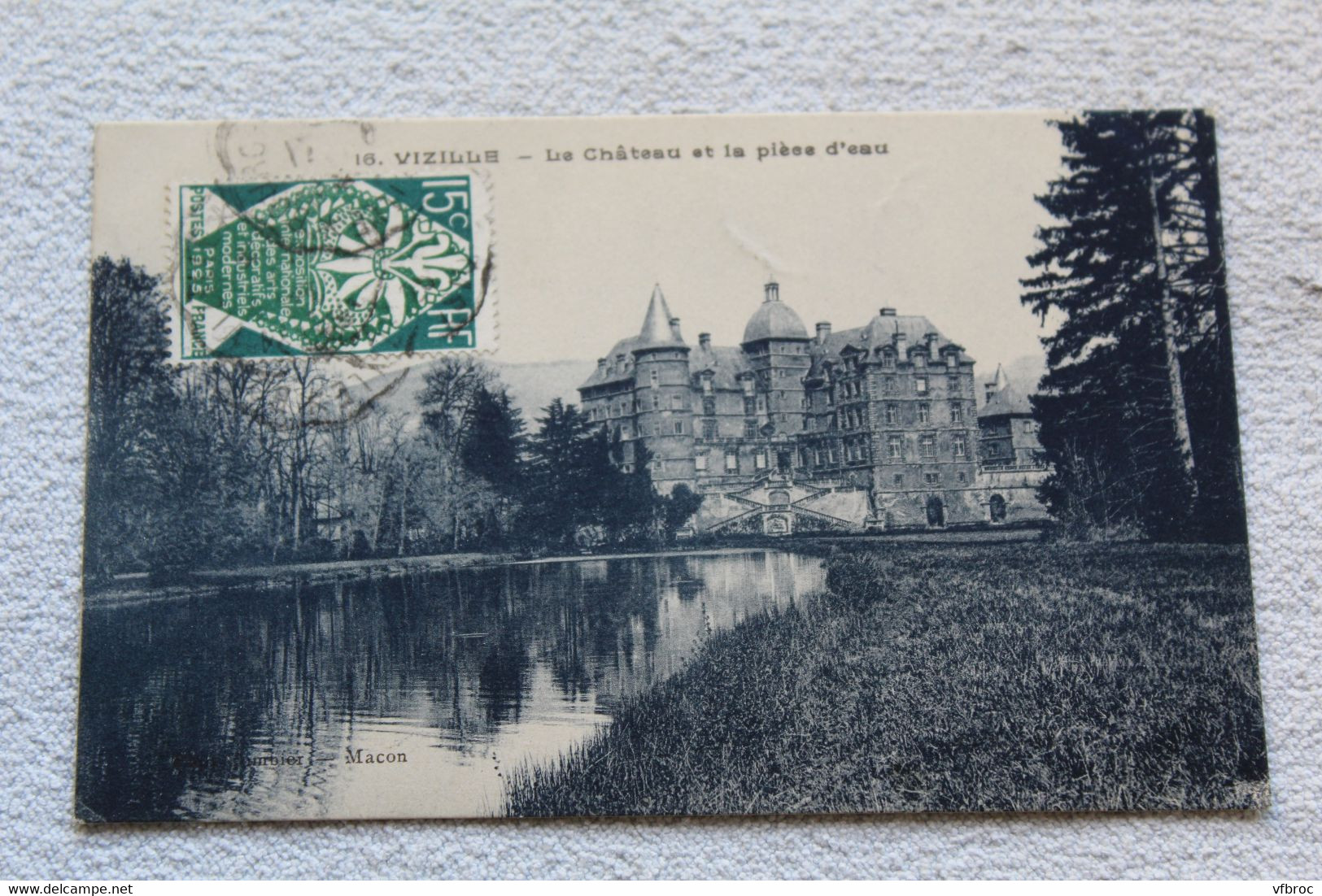 Cpa 1925, Vizille, le château et la pièce d'eau, Isère 38