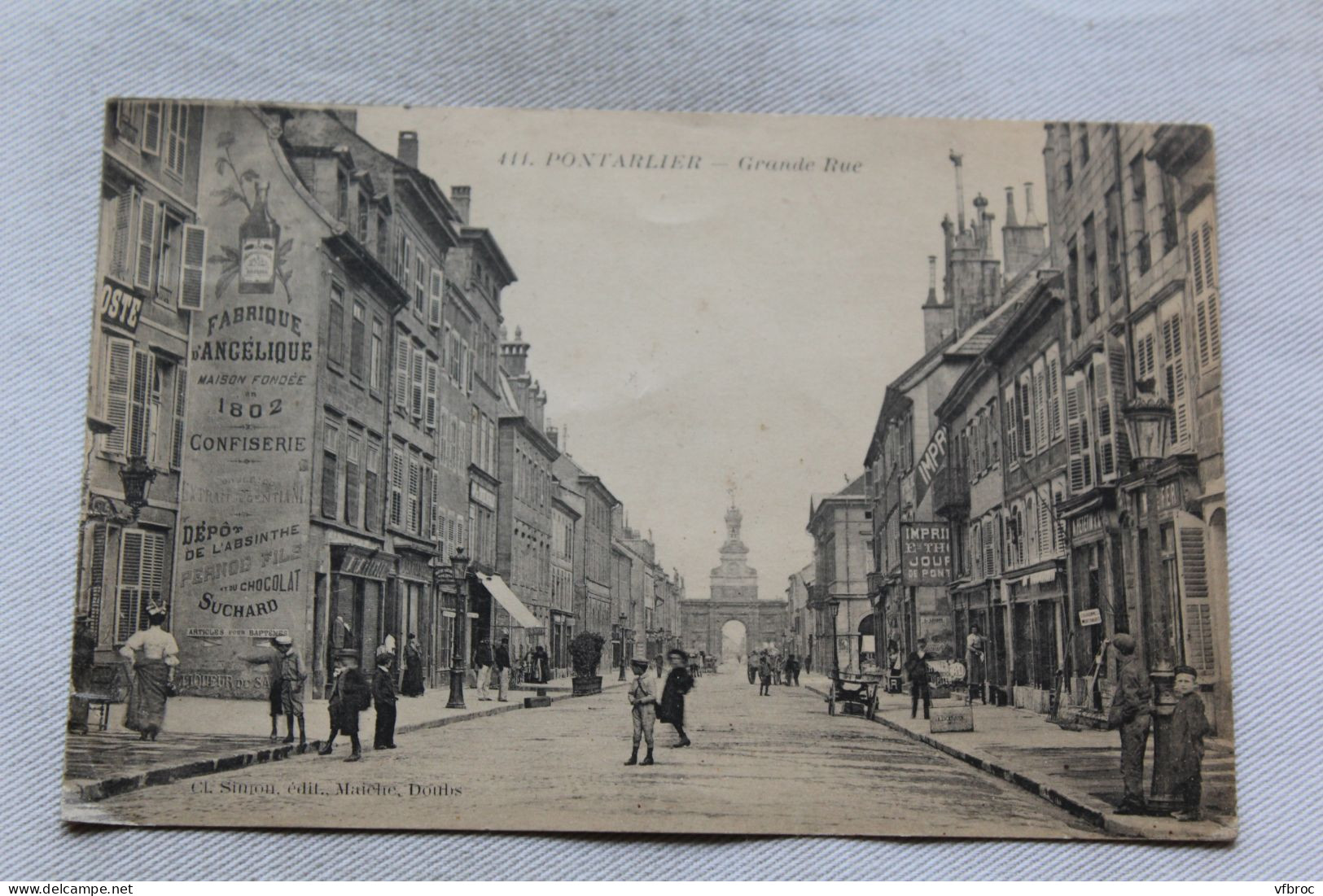 Cpa 1928, Pontarlier, grande rue, Doubs 25