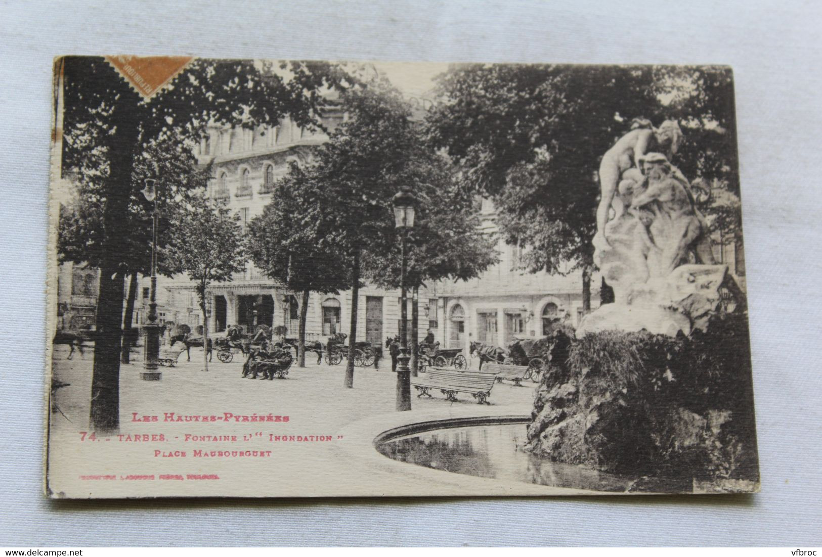 Cpa 1929, Tarbes, fontaine "l'inondation", place Maubourguet, Hautes Pyrénées 65