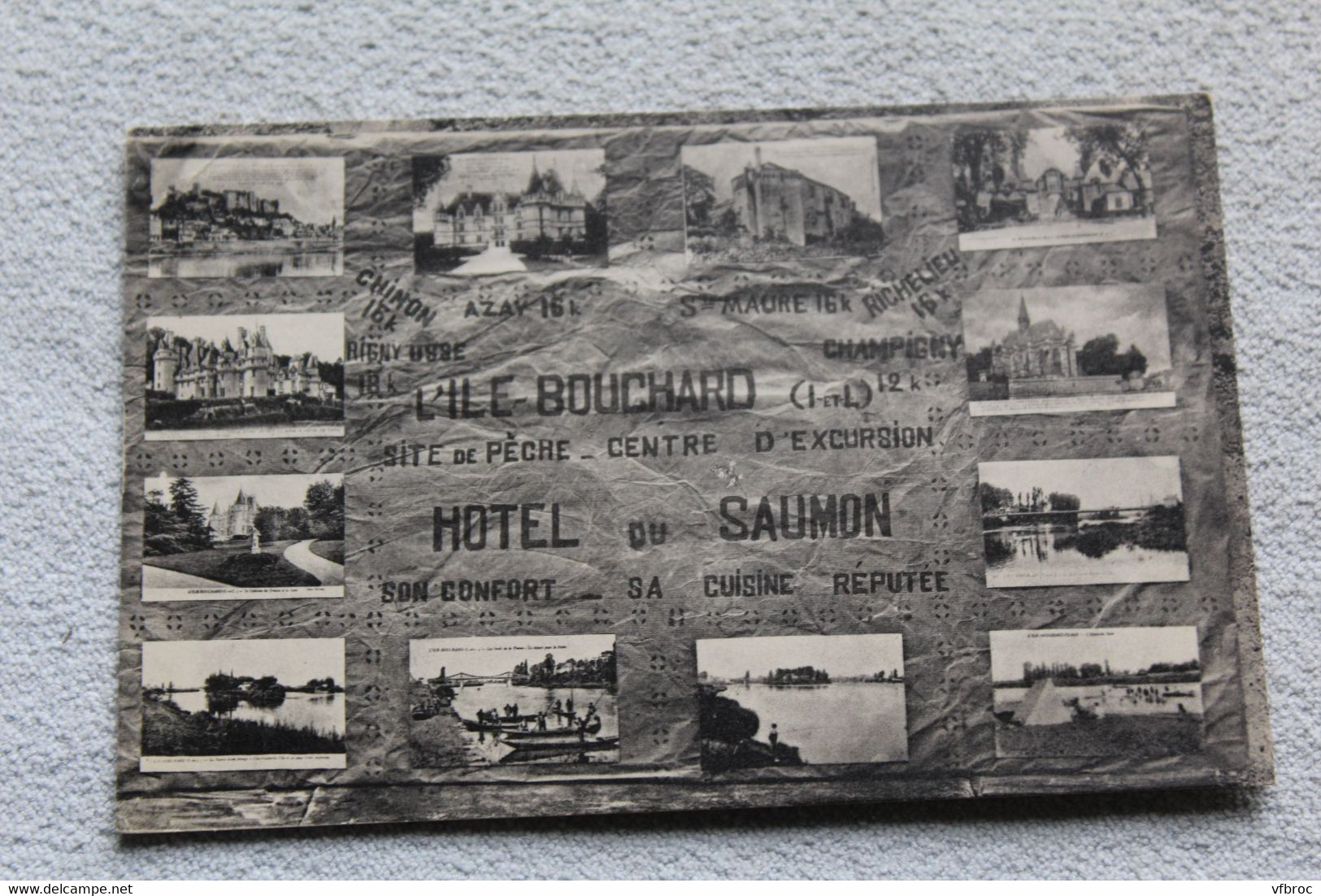 Cpa 1933, l'ile Bouchard, hôtel du saumon, Indre et Loire 37