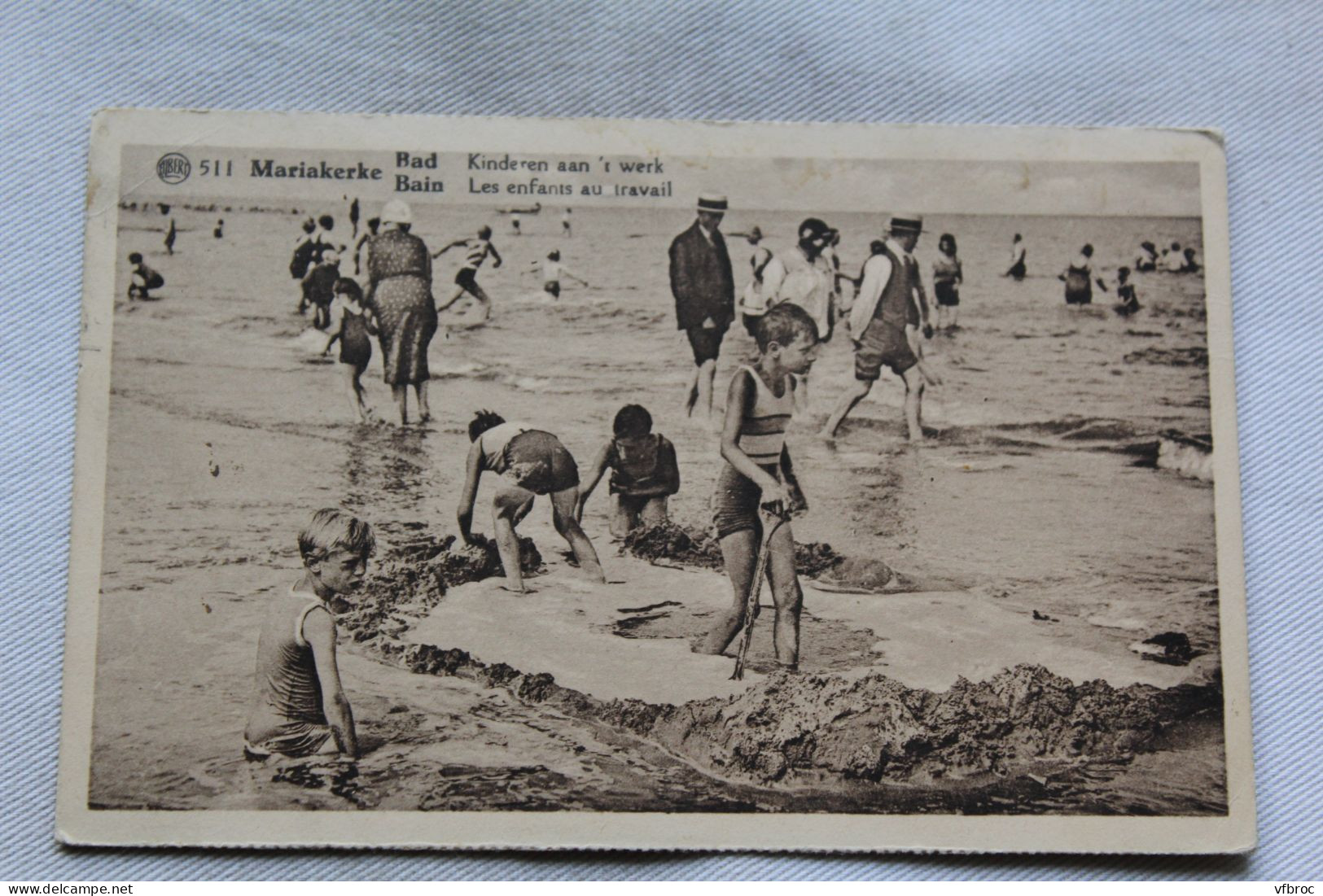 Cpa 1935, Mariakerke, bad, kinderen aan't werk, les enfants au travail, Belgique