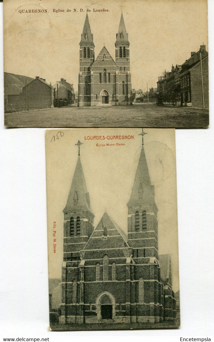 CPA - 2 Cartes Postales - Belgique - Quaregnon - Eglise Notre Dame (D14790)