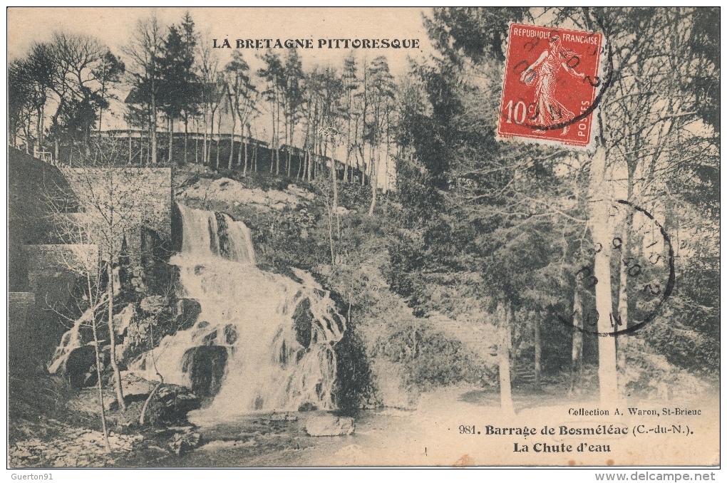 ( CPA 22 )  Barrage de BOSMÉLÉAC  /  La Chute d'eau  -