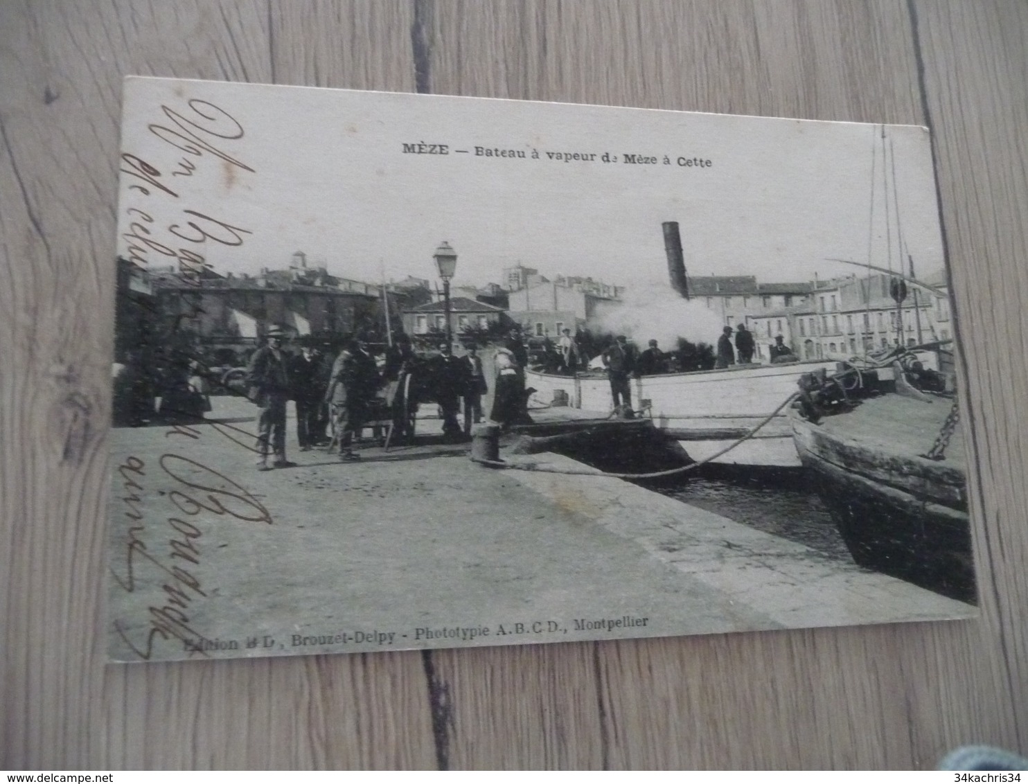 CPA 34 Hérault Mèze bateau à vapeur de Mèze à Cette Sète